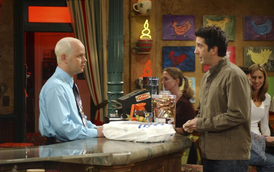 James Michael Tyler as Gunther, (left) with David Schwimmer as Ross Geller, his rival for the attentions of Rachel (Jennifer Anniston) - Danny Feld/NBCU Photo Bank