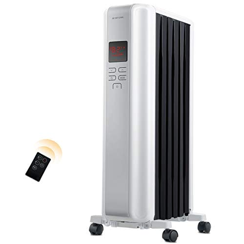 Space Heater, 1500W Oil Filled Radiator Heaters Indoor Portable Electric with Remote, Built-in 24-Hrs Auto On/Off Timer, Digital Thermostat, ECO Mode, Safe and Quiet Heater for Home Office Use, Black (Amazon / Amazon)