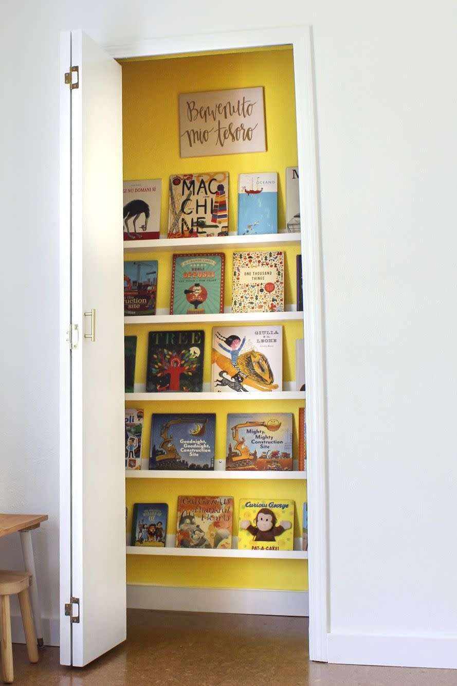 Transform a closet into a book nook.