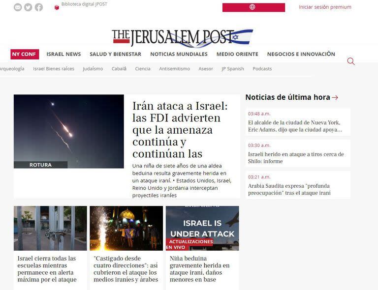 La portada digital del diario The Jerusalem Post