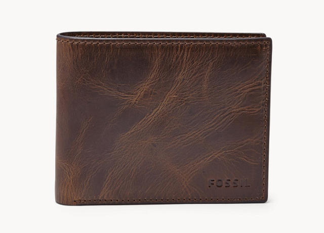 Fossil Men's Derrick RFID-Blocking Leather Bifold Wallet with Flip ID  Window for Men