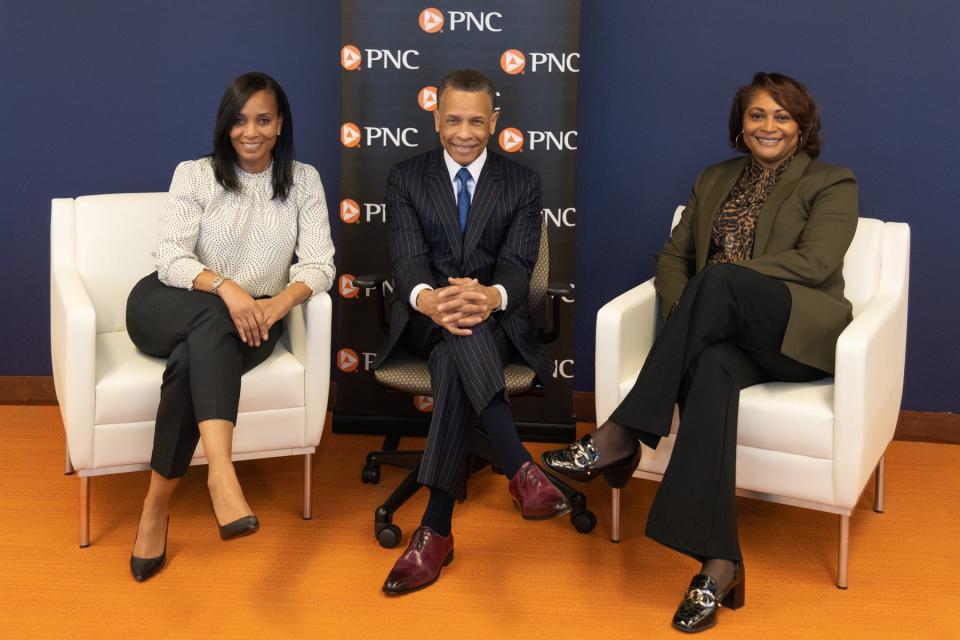 Gina Coleman, left, senior vice president and  chief diversity officer of PNC Bank, Michael Bickers, PNC regional president for Detroit and southeast Michigan, and Marshalynn Odneal, senior vice president and national sales executive for minority business for PNC Bank, play crucial roles in the community too.