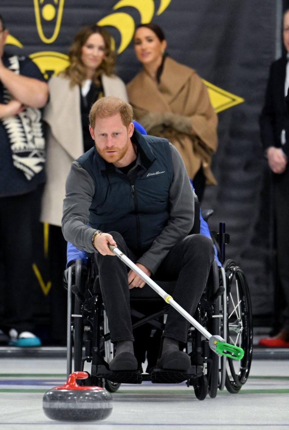 vancouver, canada february 16 prince harry, duke of sussex and meghan, duchess of sussex attend the invictus games one year to go winter training camp at hillcrest community centre on february 16, 2024 in vancouver, canada photo by karwai tangwireimage