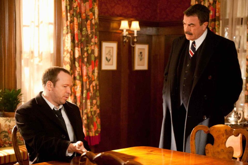 <p>Barbara Nikke/CBS via Getty</p> Donnie Wahlberg and Tom Selleck in episode of "Blue Bloods."