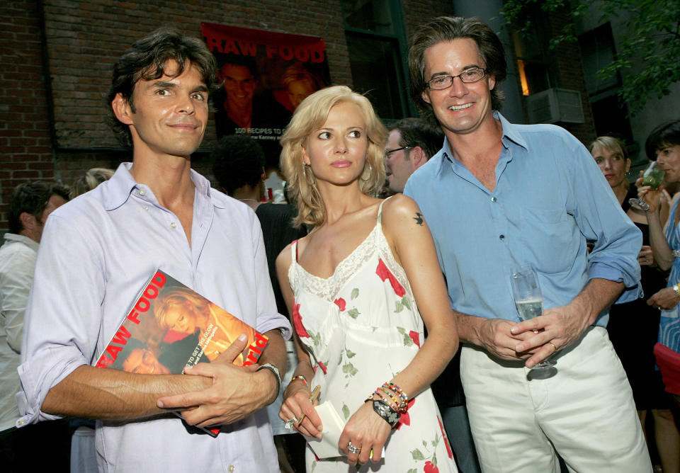 Sarma Melngailis pose with acttor Kyle MacLachlan as they attend the launch of their new book "Raw Food Real World"
