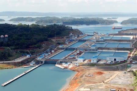 FILE PHOTO: Aerial view of the new Panama Canal expansion project on the outskirt of Colon City