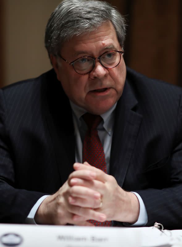 Attorney General Barr attends roundtable discussion at the White House in Washington