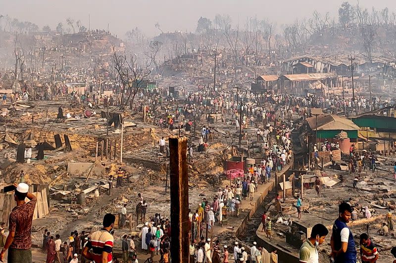 Fire destroys homes in Rohingya refugee camp in Cox's Bazar