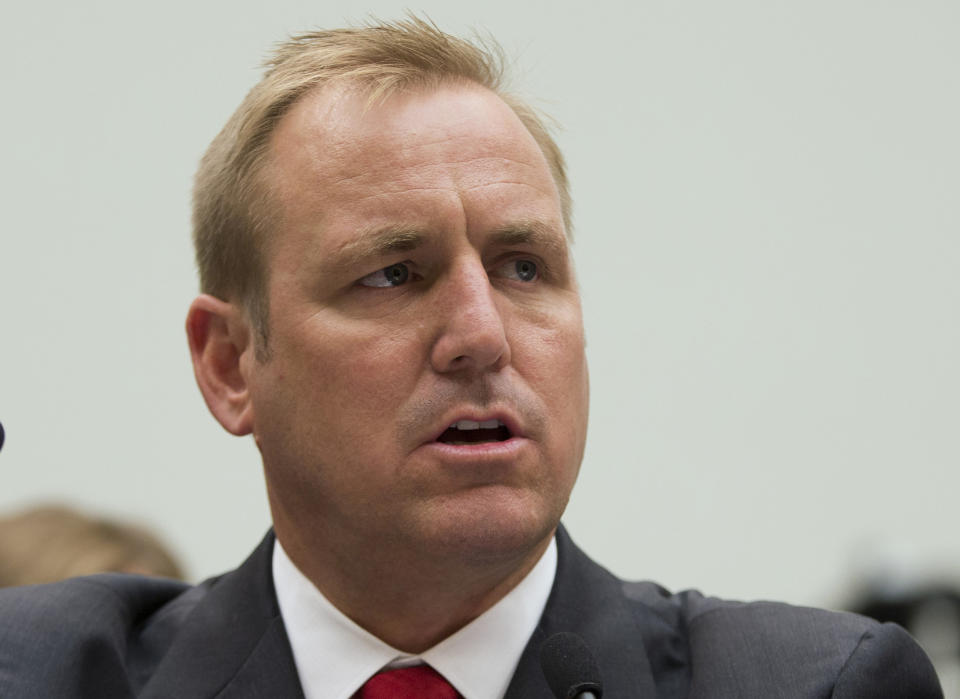 FILE - This July 23, 2013 file photo shows Rep. Jeff Denham, R-Calif. on Capitol Hill in Washington. House Republicans are pushing a plan to give young immigrants brought to the country illegally by their parents a path to resident status if they join the U.S. military. Denham said Friday he would press for a vote on his legislation either as a free-standing bill or as an addition to the defense authorization measure that the House will consider in May. Denham immediately faced conservative opposition. Rep. Mo Brooks of Alabama circulated a letter among his colleagues opposing any attempt to add immigration legislation to the defense bill. His intent was to collect as many signatures as possible and deliver the letter to House leadership. (AP Photo/Evan Vucci, File)