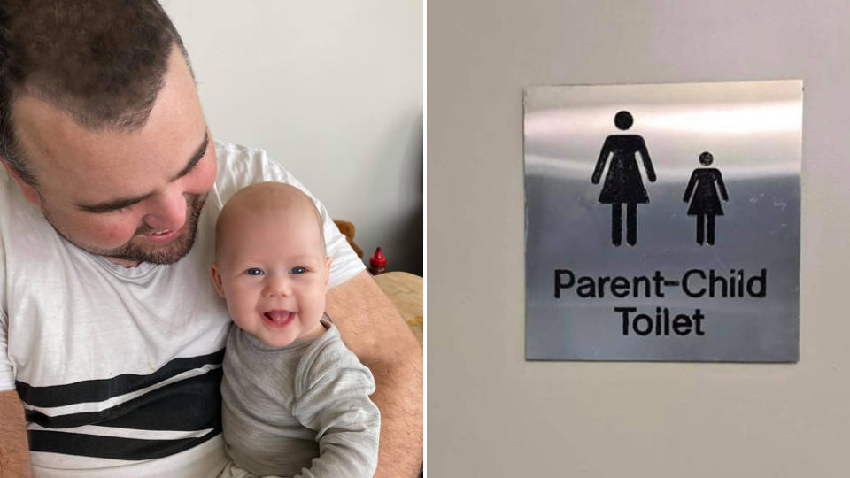 Josh Anderson with his daughter and a parents room image 