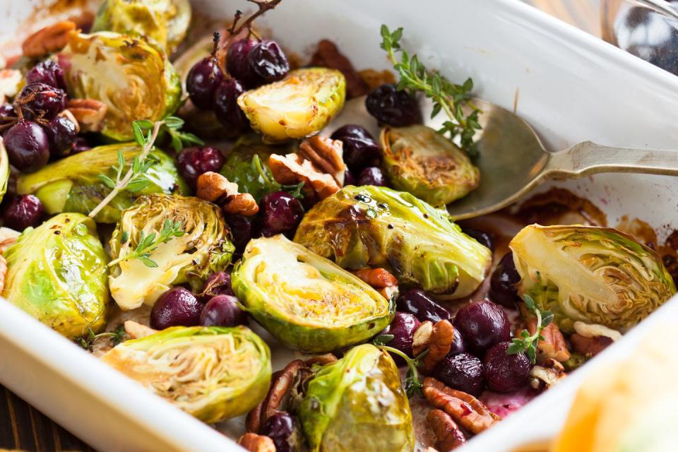 roasted brussel sprouts cut in half