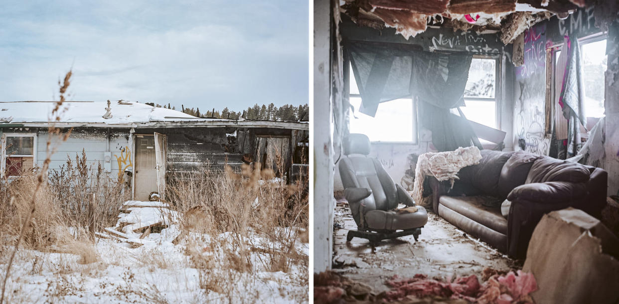 An abandoned house on the west side of Lame Deer on the Northern Cheyenne Reservation, Mt.,  (Erin Trieb for NBC News)