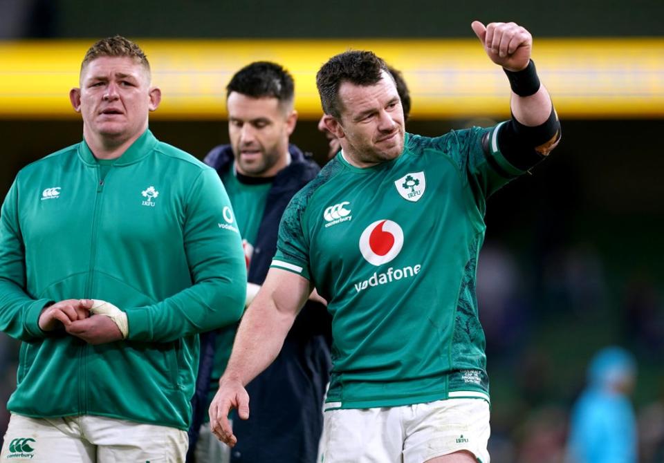 Ireland forward Cian Healy, right, scored twice in three substitute appearances this autumn (Brian Lawless/PA) (PA Wire)