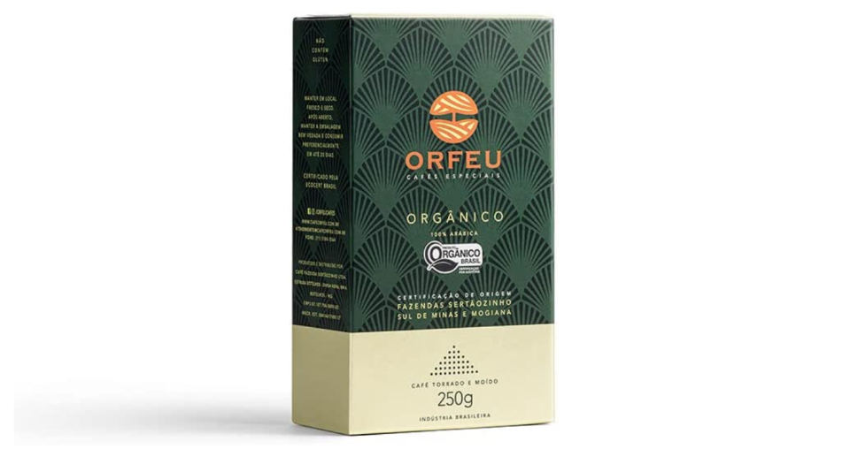 Café Moído Orgânico Orfeu 250g. Foto: Divulgação/Amazon