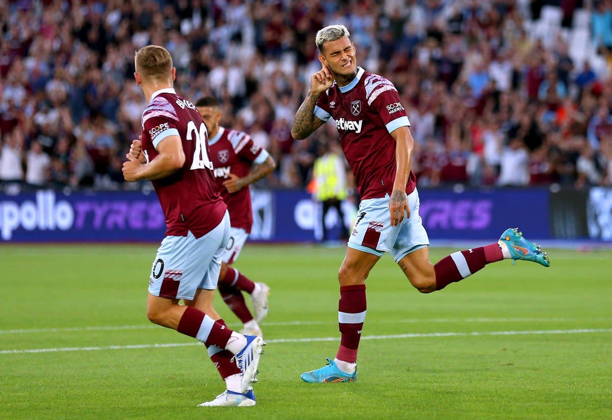 The Italian frontman got his first goal for the Irons on Thursday night (PA)