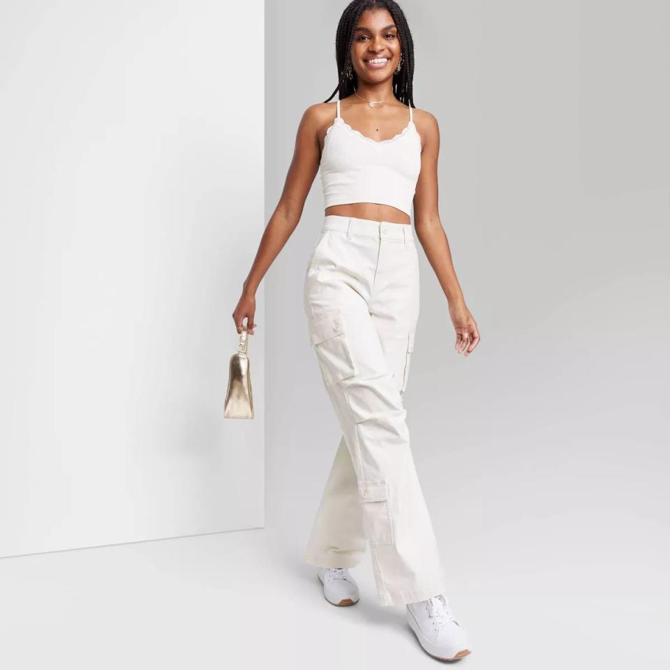 Model wearing the off-white pants