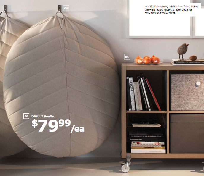 An oversize cross between a pouf and a bean bag is our kind of lounging material.