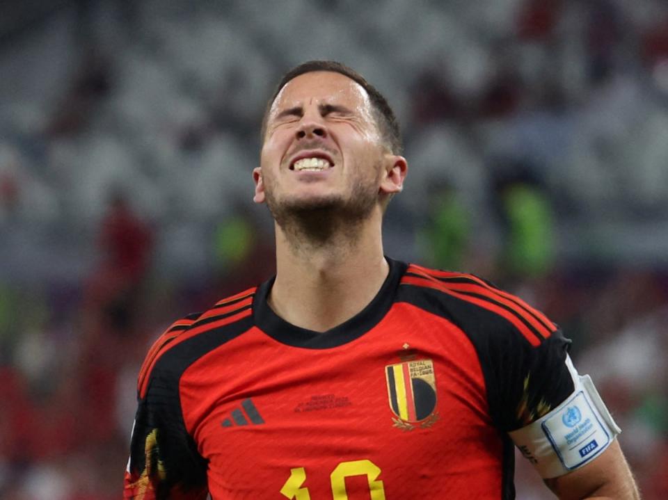 Eden Hazard was replaced on the hour mark of Belgium’s group tie with Morocco (REUTERS)