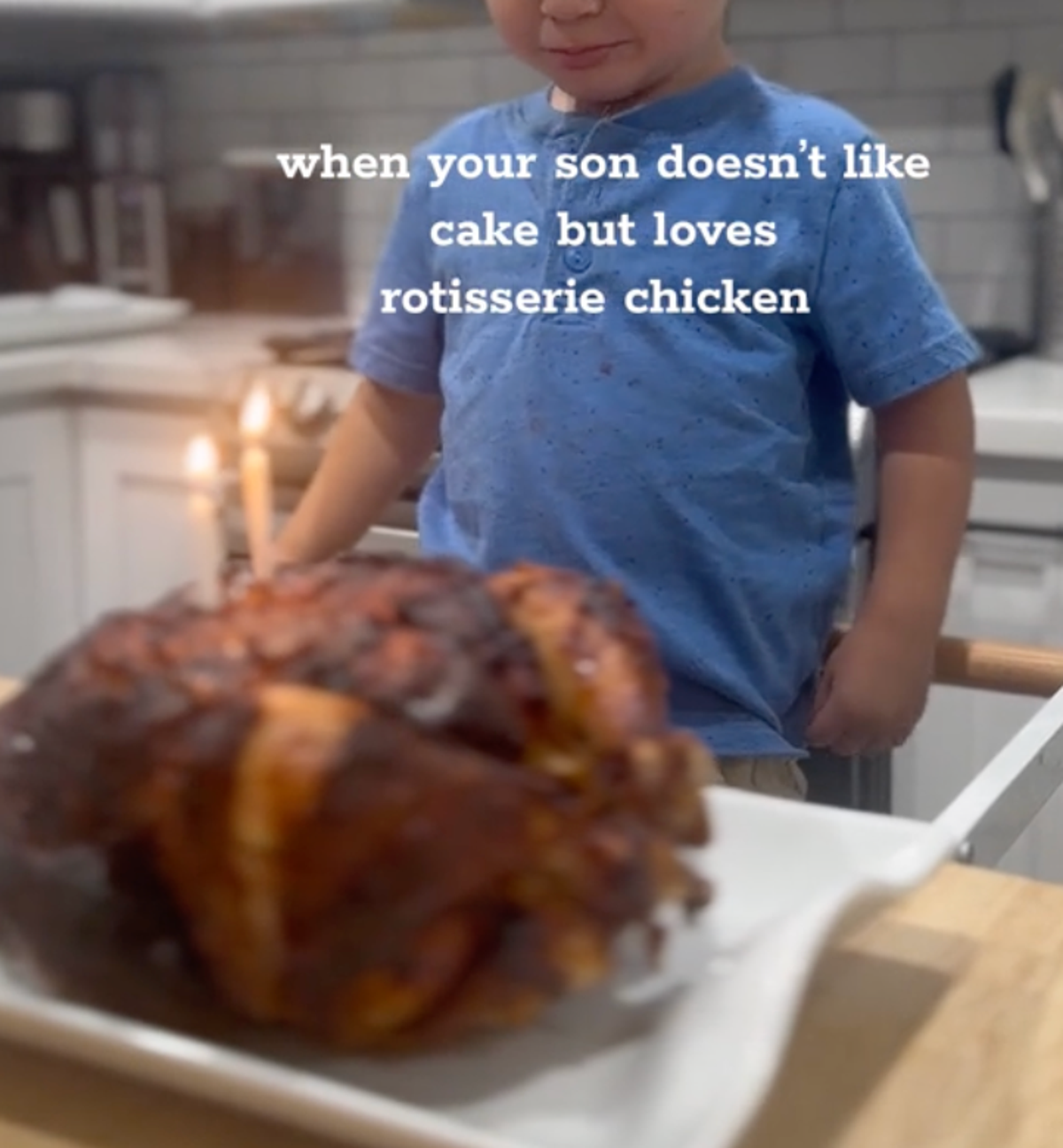 Young boy opts for Costco’s rotisserie chicken over birthday cake (TikTok/@lettinggoofherpod)