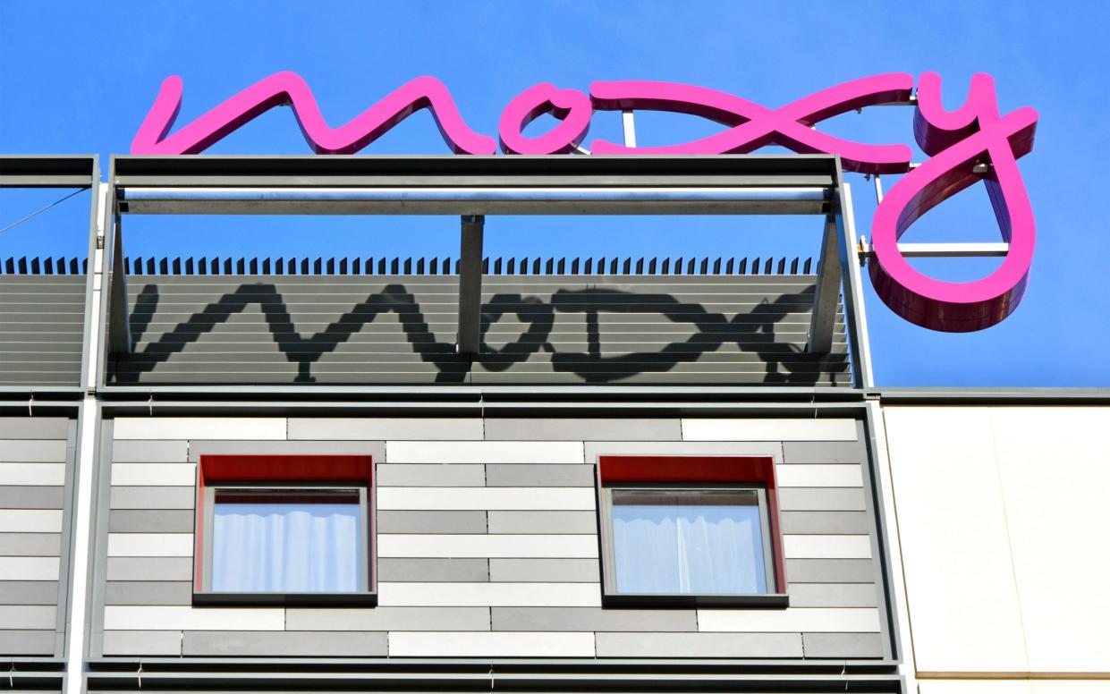 A Moxy hotel sign