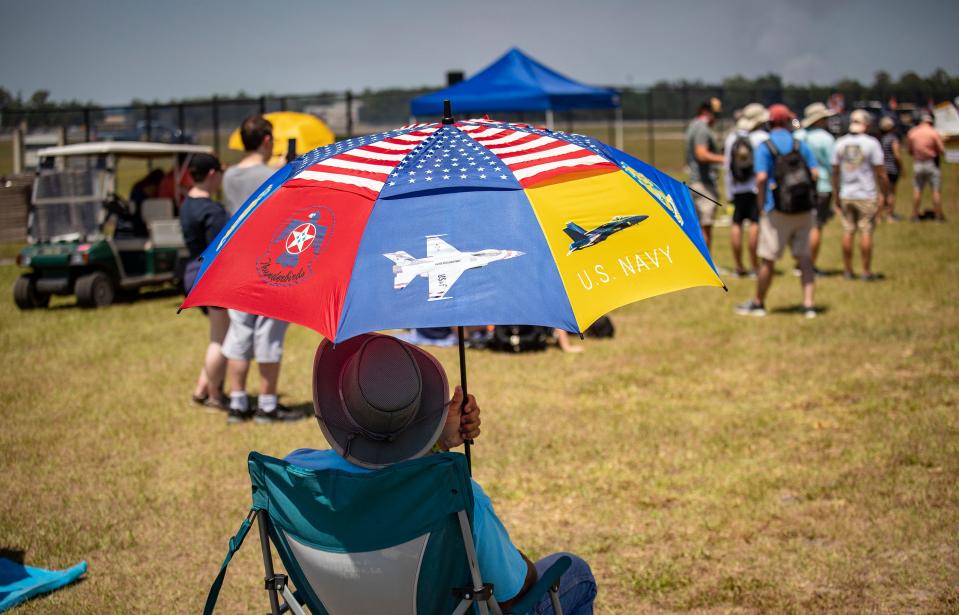 Crowds watch a daily airshow during the Sun 'n Fun Aerospace Expo in Lakeland.