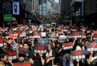 Demonstration demanding Hong Kong's leaders to step down and withdraw the extradition bill, in Hong Kong