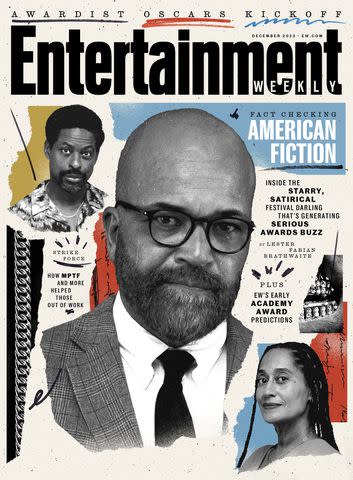 <p>Cover Illustration by Mark Harris; Photos: Claire Fogler/Orion Pictures</p> 'American Fiction' stars Sterling K. Brown, Jeffrey Wright, and Tracee Ellis Ross on the cover of 'Entertainment Weekly'
