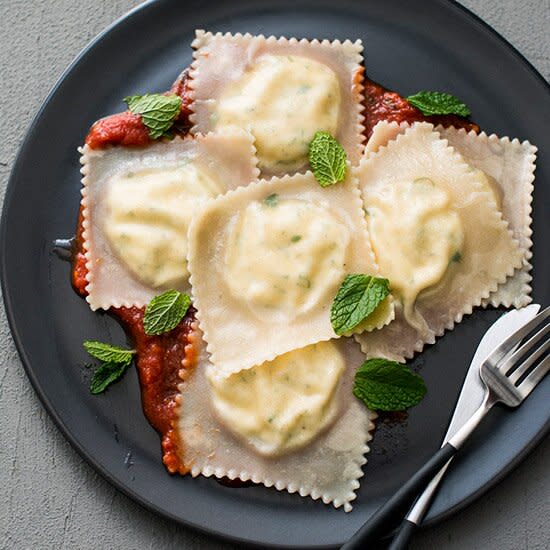 Easy Wonton Ricotta and Mint Ravioli