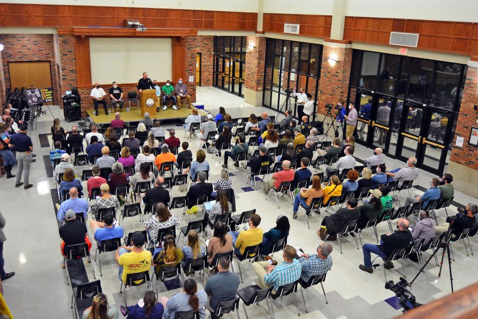 Columbia residents attend an emergency community meeting on opioids Oct. 19, 2021 at Hickman High School.