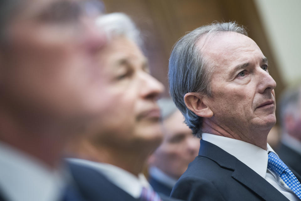 UNITED STATES - APRIL 10: James Gorman, right, CEO of Morgan Stanley, testifies during a House Financial Services Committee hearing in Rayburn Building titled 