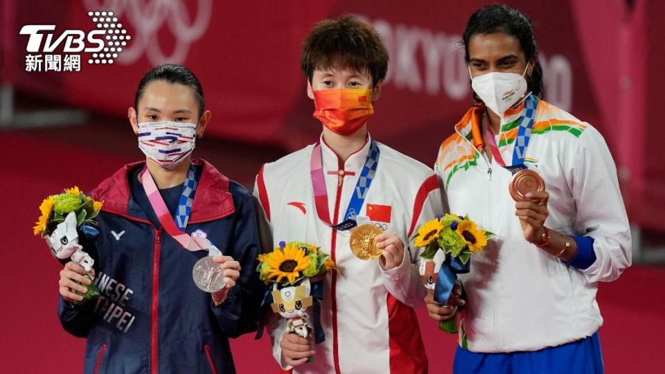 中國隊陳雨菲、中華隊戴資穎及印度一姐辛度，奪下本屆奧運羽球女單獎牌。（圖／達志影像美聯社）