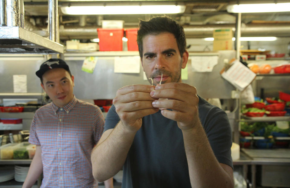 FIN, Eli Roth comparing imitation shark fin with the real thing in Hong Kong, 2021.