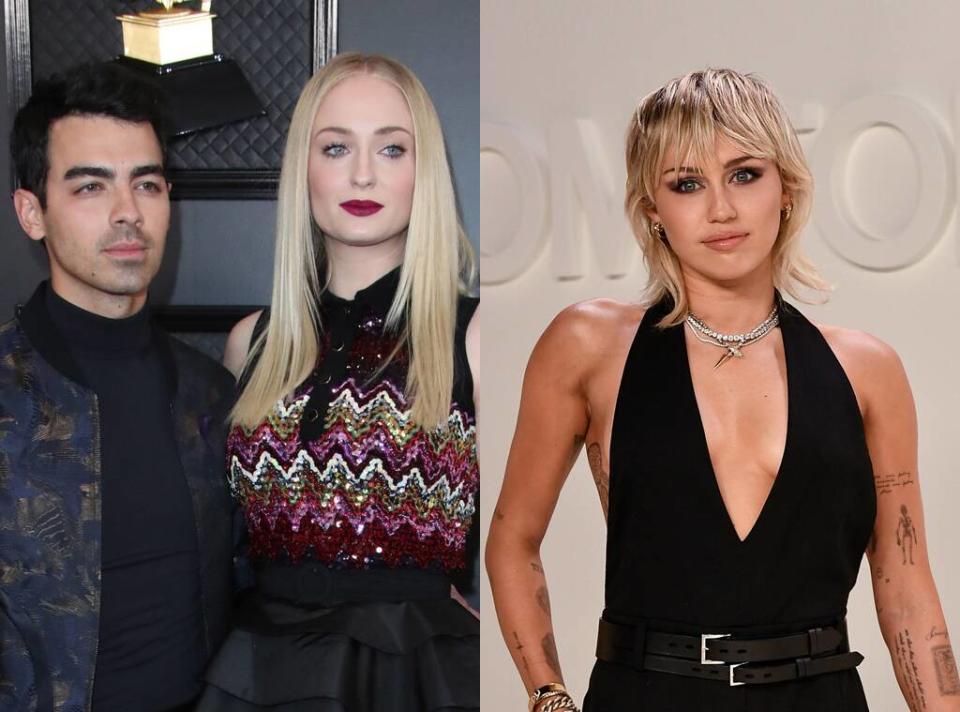 Joe Jonas, Sophie Turner, Miley Cryus