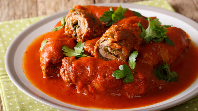 beef braciole with garnish