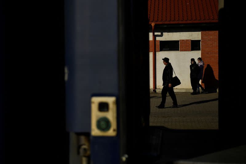 People fleeing Russia's invasion of Ukraine arrive at Suceava train station