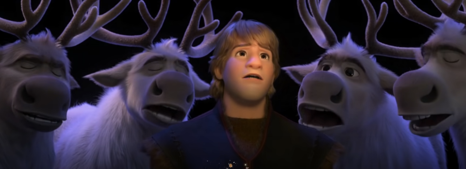 character surrounding by singing moose