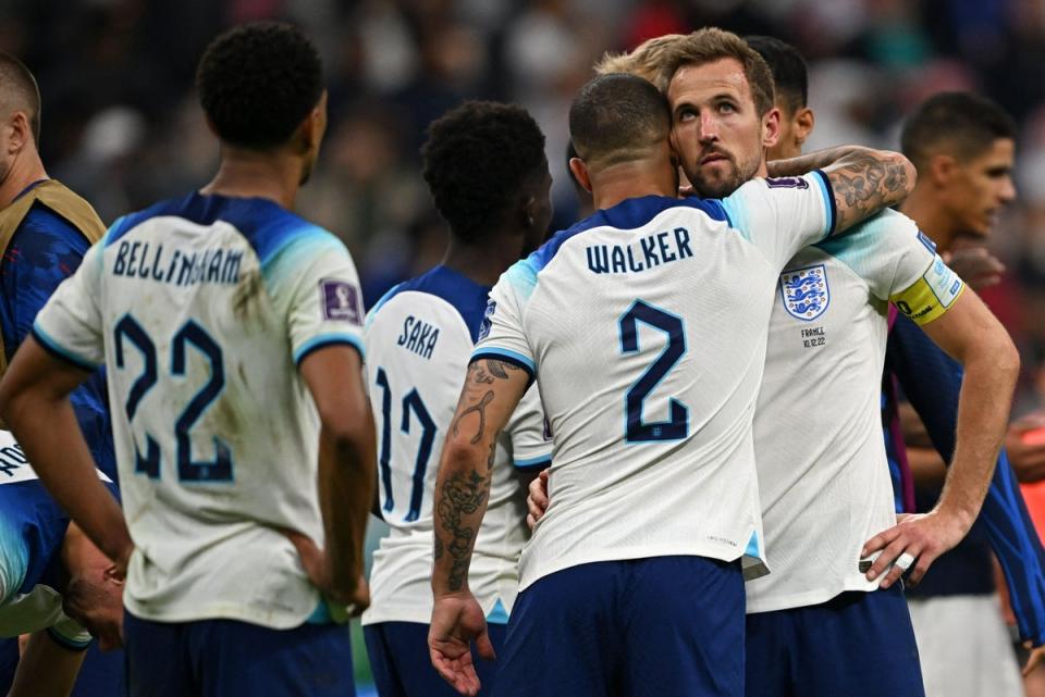 Heartbreak: England were knocked out of the World Cup against France  (AFP via Getty Images)