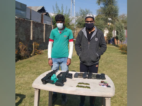 The apprehended persons identified as Liyakat Ahmad Mir and Aqib Rashid Mir are residents of Kupwara. (Photo/ANI)