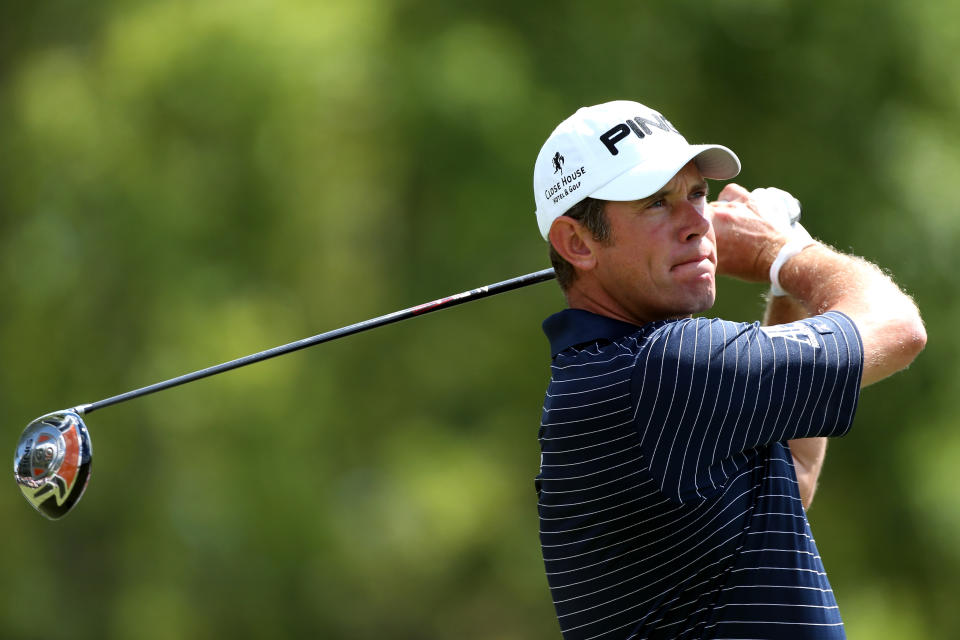 CARMEL, IN - SEPTEMBER 09: Lee Westwood of England watches his tee shot on the fourth hole during the final round of the BMW Championship at Crooked Stick Golf Club on September 9, 2012 in Carmel, Indiana. (Photo by Warren Little/Getty Images)