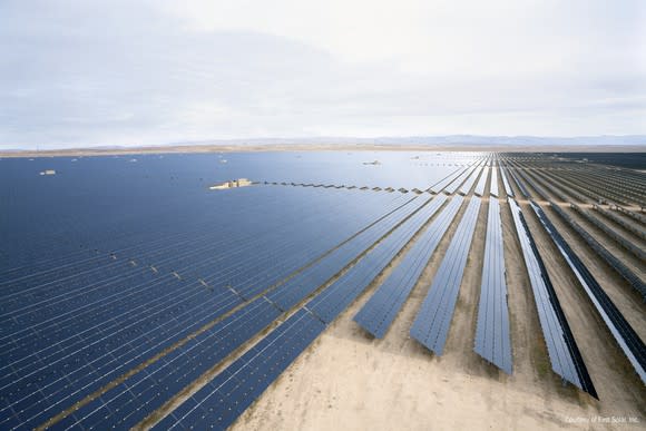 Large-scale solar farm in the desert.