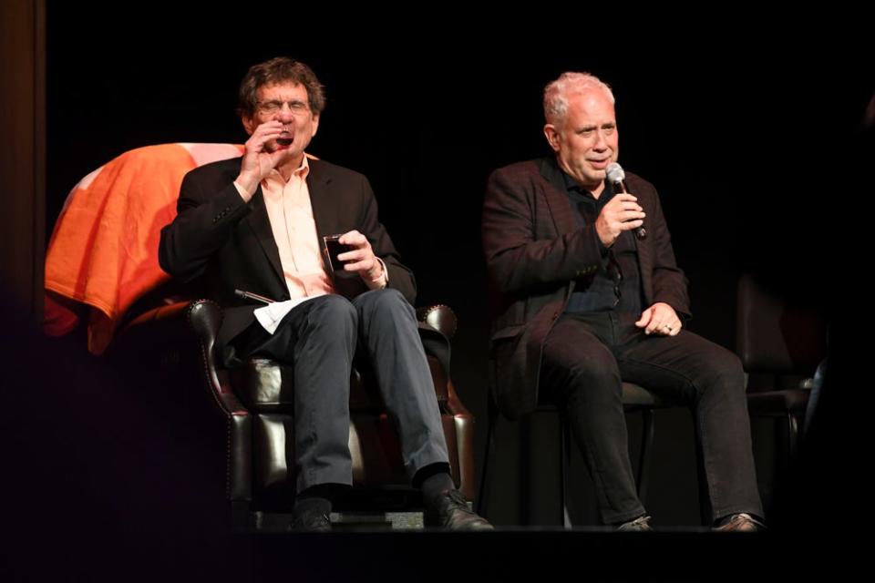 AC Entertainment founder Ashley Capps, right, talks alongside Tom Bugg during the latter's retirement party at the Tennessee Theatre on Feb. 3. “Tom’s just the type of person that you want on your team," Capps told Knox News about the venue's longtime general manager. "He’s a person people love to work with and love to be in the room with − a special human being."