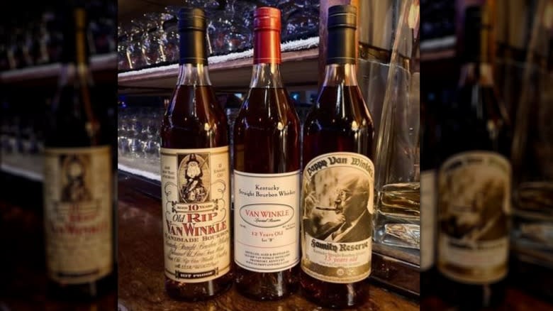 Bottles of Pappy at bar