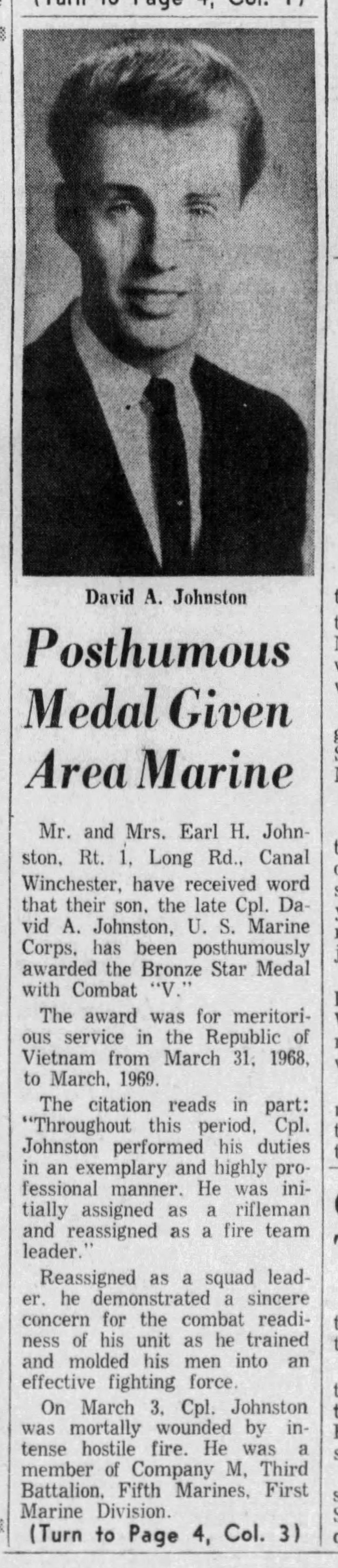 A clipping from the Oct. 16, 1969 Lancaster Eagle-Gazette