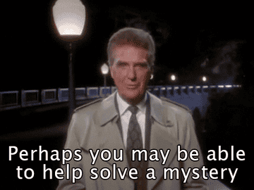 Man saying "Perhaps you may be able to help solve a mystery"