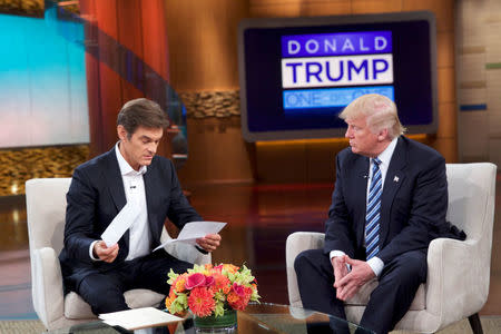 Donald Trump releases medical records for the first time to Dr. Oz on The Dr. Oz Show detailing the results of his most recent physical examination, in New York, U.S., September 14, 2016. Sony Pictures Television/Handout via REUTERS