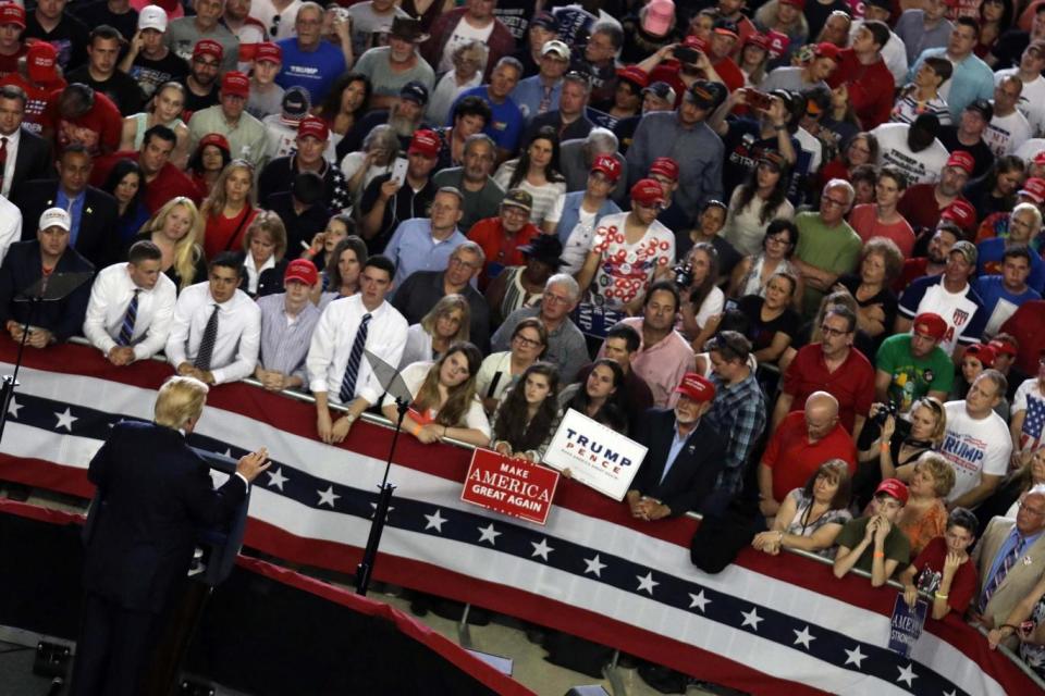 Mr Trump launched an attack on the media during his speech (REUTERS)