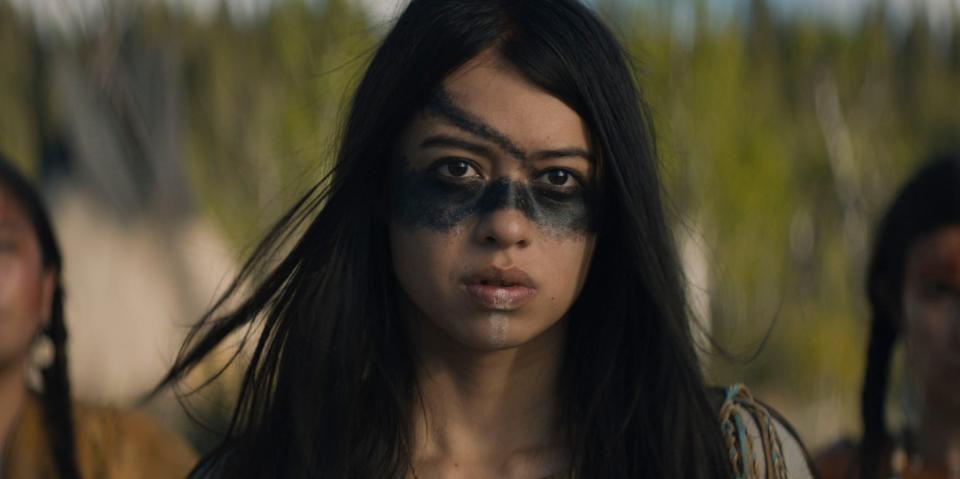 Indigenous actor Amber Midthunder, who is Sahiya Nakoda, stars as Naru in the movie "Prey," the latest installment in the "Predator" film franchise.