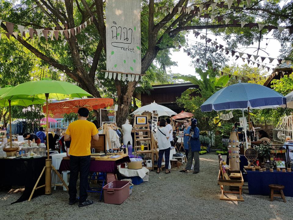 Outdoor Saturday flea market in Chiang Mai, Thailand