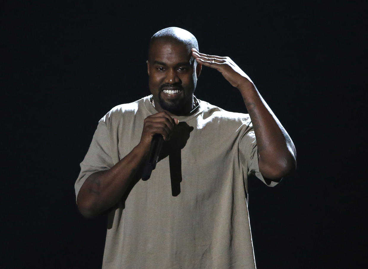 Kanye West said he was running for president while accepting the Video Vanguard Award at the 2015 MTV Video Music Awards in Los Angeles, California on August 30, 2015. (