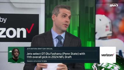 Connor Hughes, Willie Colon, Steve Gelbs react to Jets selecting Olu Fashanu with No. 11 pick, failed attempt at trading up for a WR